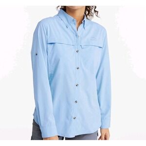 L.L. Bean Women's Long-Sleeve Tropicwear Shirt Light Blue Item ID 293298